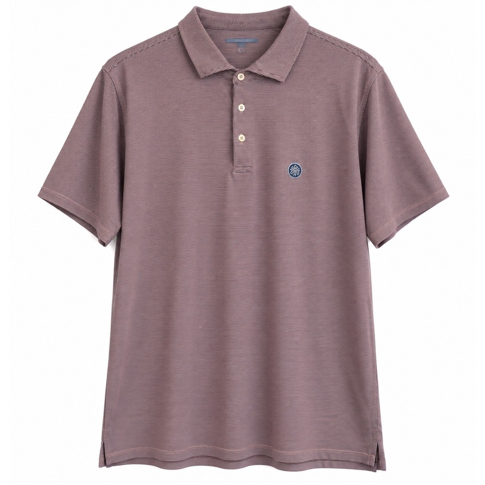 B Draddy USA Mens Large Purple Blue Micro Stripe Golf Polo Shirt Made in Peru
